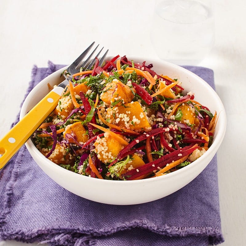 Roasted pumpkin, kale and couscous salad