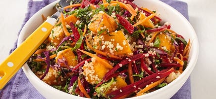 Roasted pumpkin, kale and couscous salad