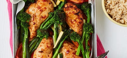 Lemongrass and ginger chicken tray bake