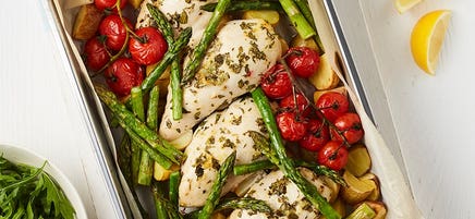 Lemon and tarragon chicken tray bake