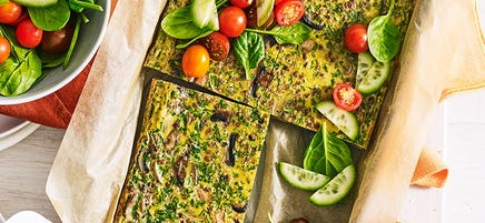 Egg, lentil and mushroom slice