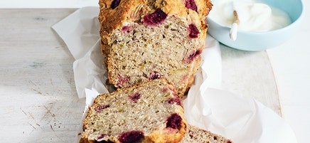 Pear and raspberry banana bread