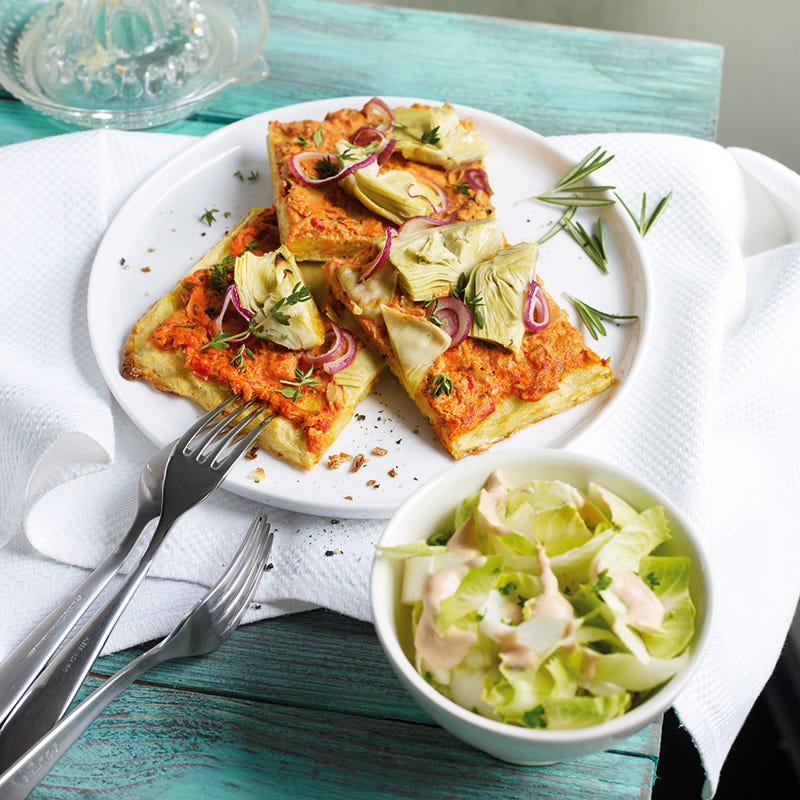 Foto van Aardappelpizza, met tonijn en artisjok door WW