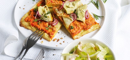 Aardappelpizza, met tonijn en artisjok
