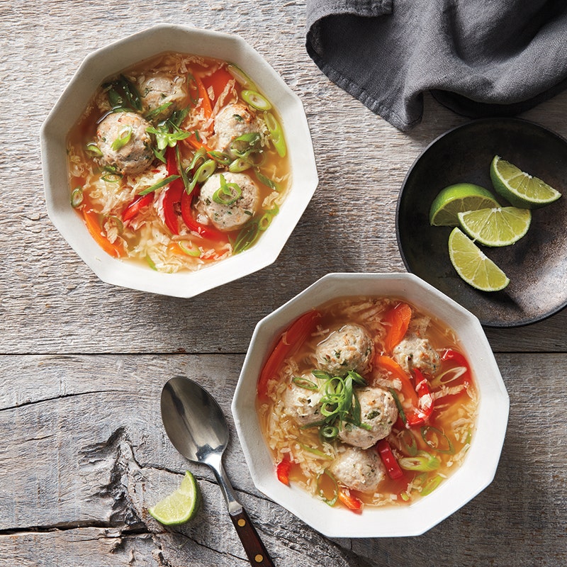 Ginger meatball and vegetable soup