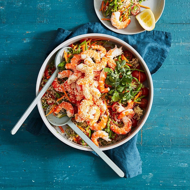 Prawn rice and quinoa bowl