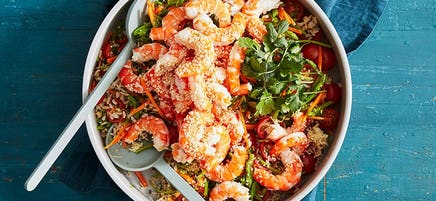 Prawn rice and quinoa bowl