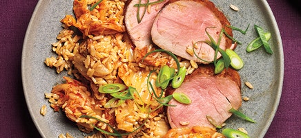 Korean BBQ Pork Tenderloin with Kimchi Rice