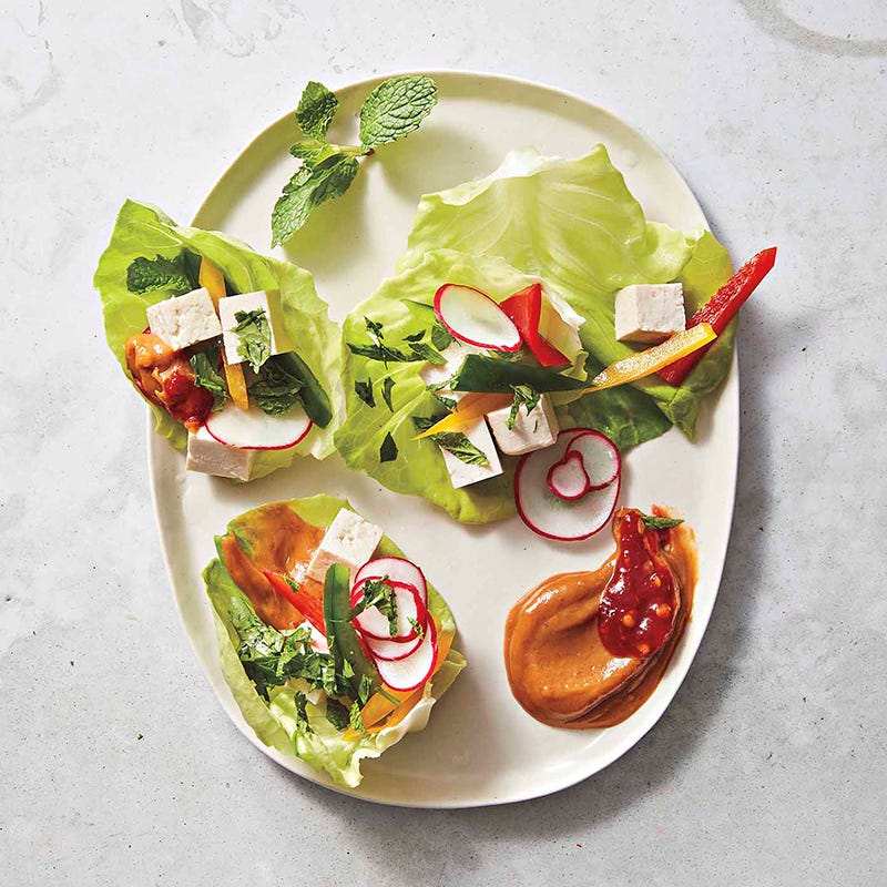 Korean tofu-veggie wraps