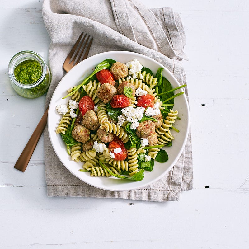 Warm pesto pork salad