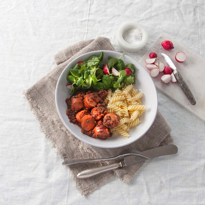 ViktVäktarna - Korv- och linsgryta med pasta