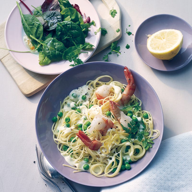 Foto van Capellini met erwten en scampi door WW