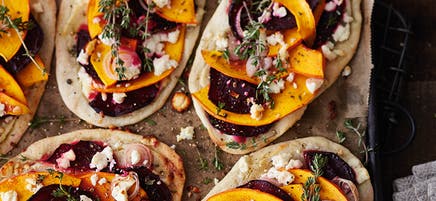Platbrood met pompoen en feta