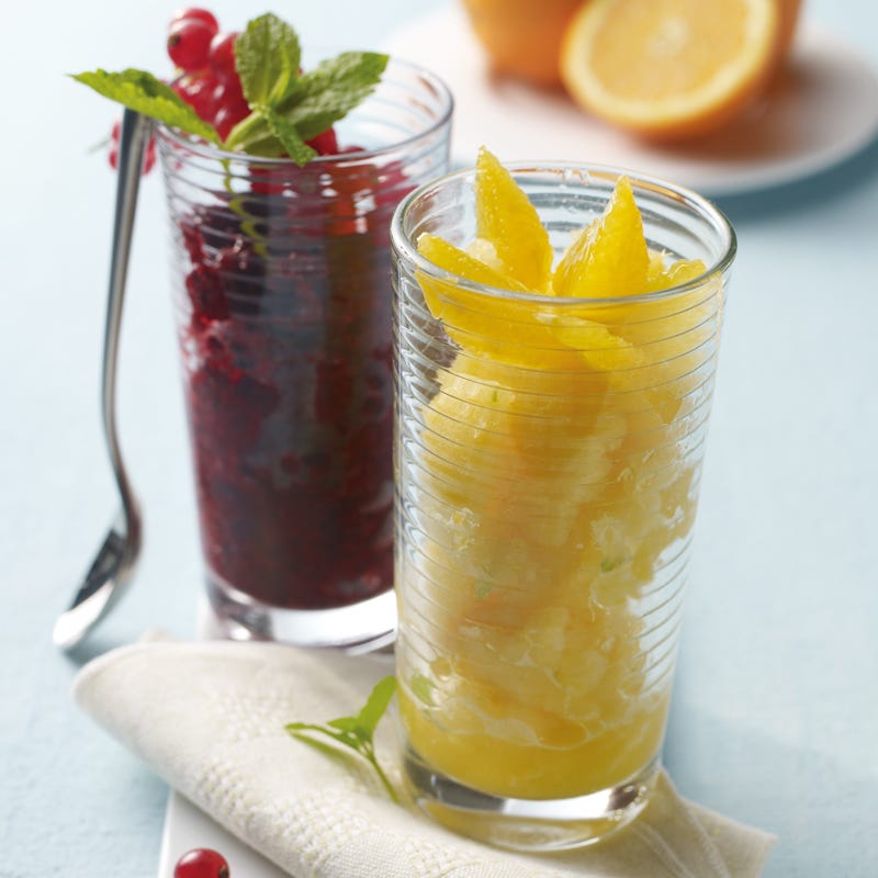 Rodevruchtensorbet met munt