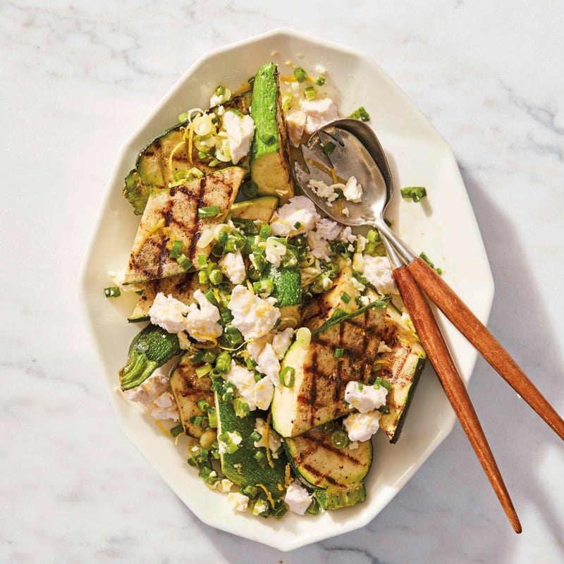 Grilled zucchini with feta and lemon