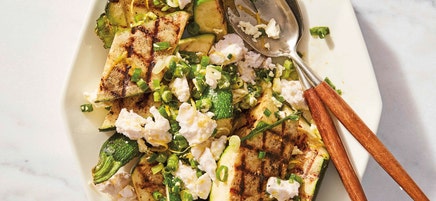 Grilled zucchini with feta and lemon