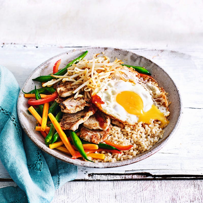 Photo of Bibimbap with pork, bean sprouts & egg by WW