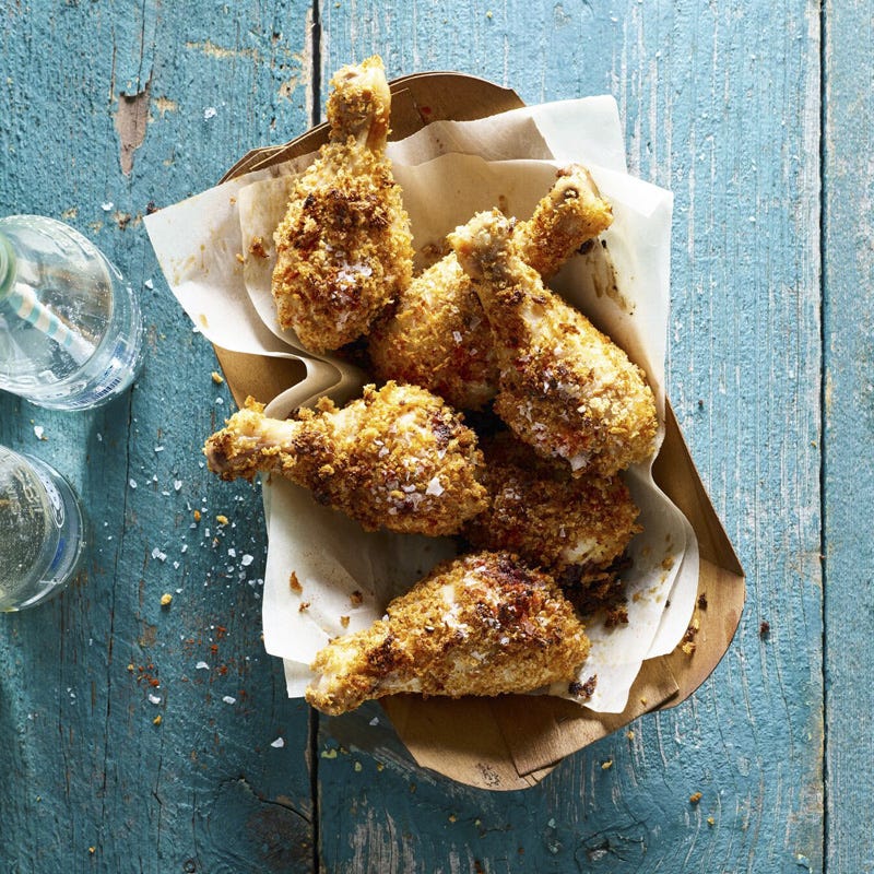 Crunchy oven-fried drumsticks