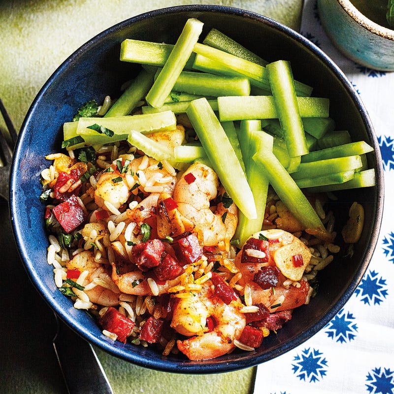 Photo of Chilli prawns & chorizo rice bowl by WW