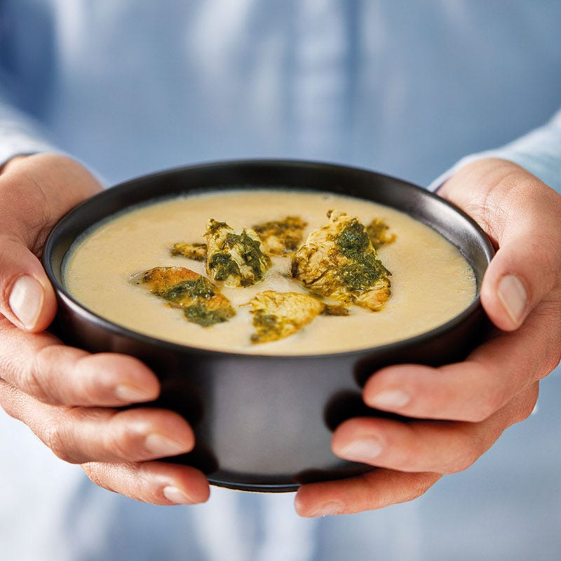 Kohlrabisuppe mit Kräuterpoulet / Kohlrabisuppe mit Kräuterhähnchen