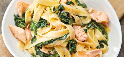Tagliatelles au saumon et aux épinards