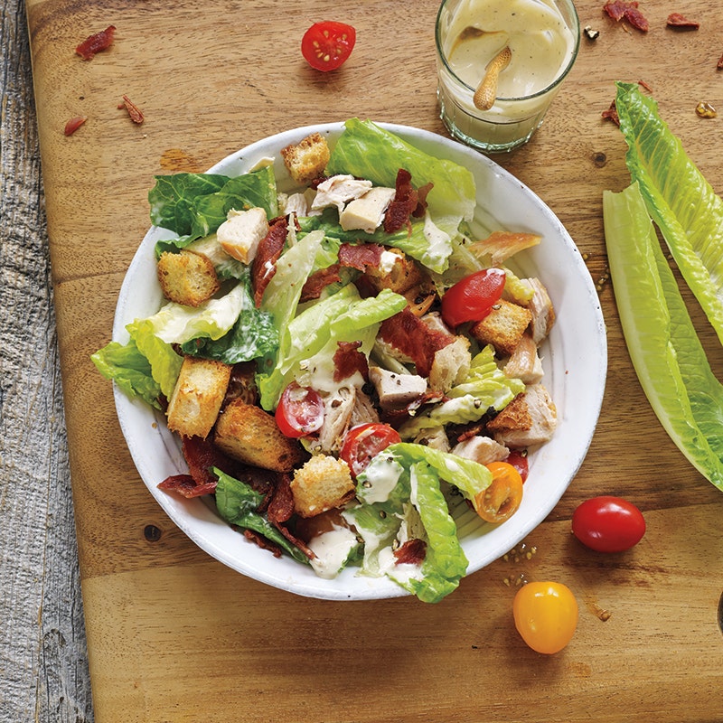 Turkey club salad with peppercorn dressing