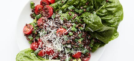 Lentil & Green Bean Lettuce Cups with Caesar Dressing