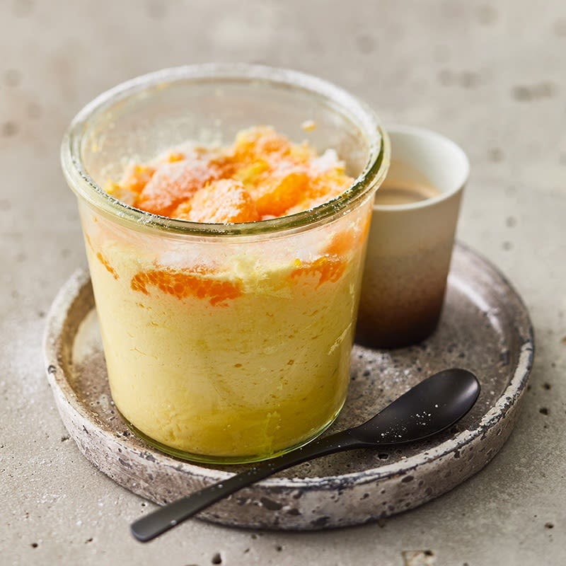 Käsekuchen aus der Mikrowelle mit Mandarinen