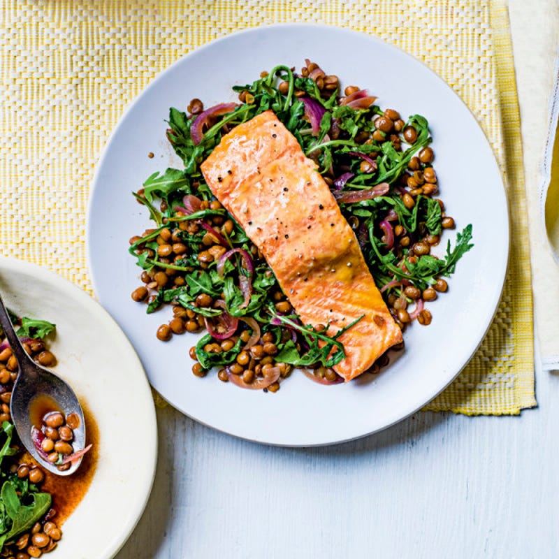 Photo de/du Saumon glacé à la moutarde et lentilles par WW