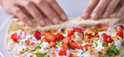 Ontbijtwrap met aardbeien