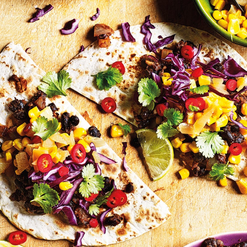 Photo of Chipotle & lime black bean tacos with sweetcorn relish by WW