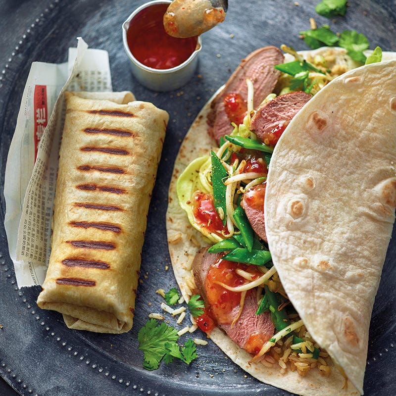 Aziatische burrito met eend