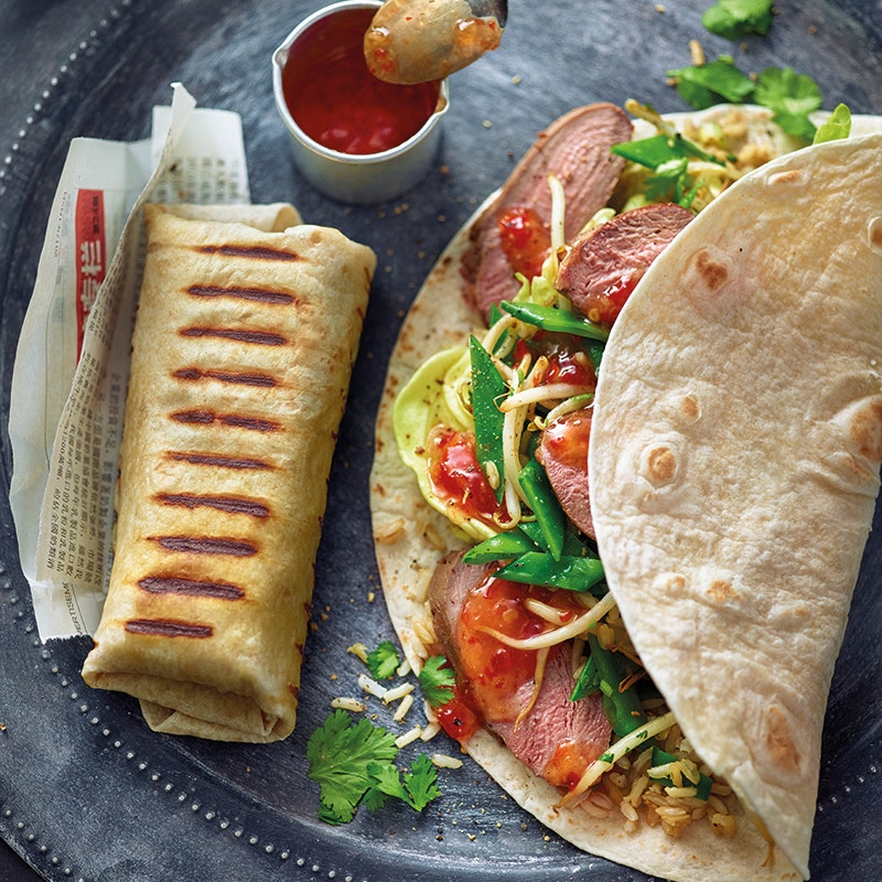 Aziatische burrito met eend