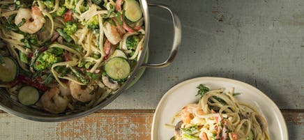 One-Pot Pasta Primavera with Shrimp