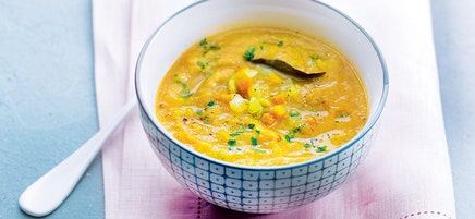 Légumes frais et pois cassés mixés