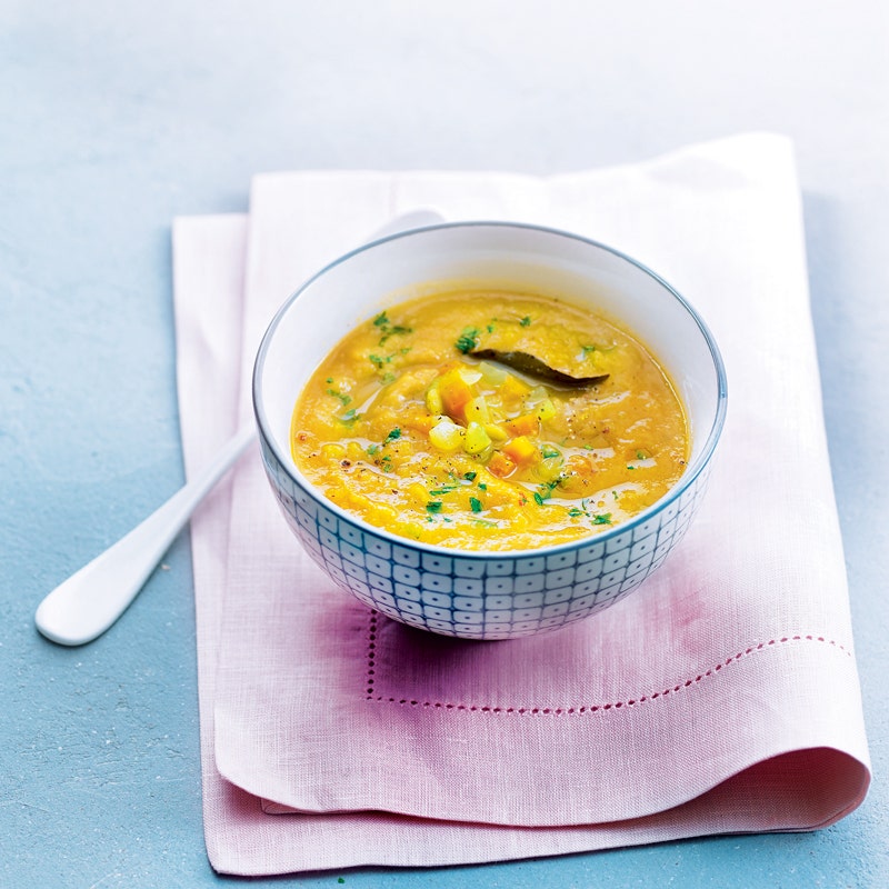 Légumes frais et pois cassés mixés
