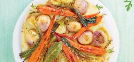 Pizza renversée aux légumes primeur caramélisés