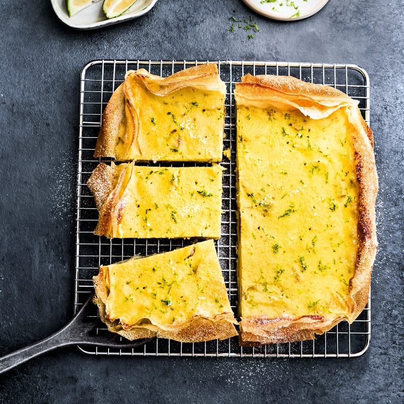 Tarte filo au fromage blanc, à la banane et au citron vert