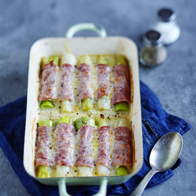 Überbackenen Lauch-Schinken-Röllchen