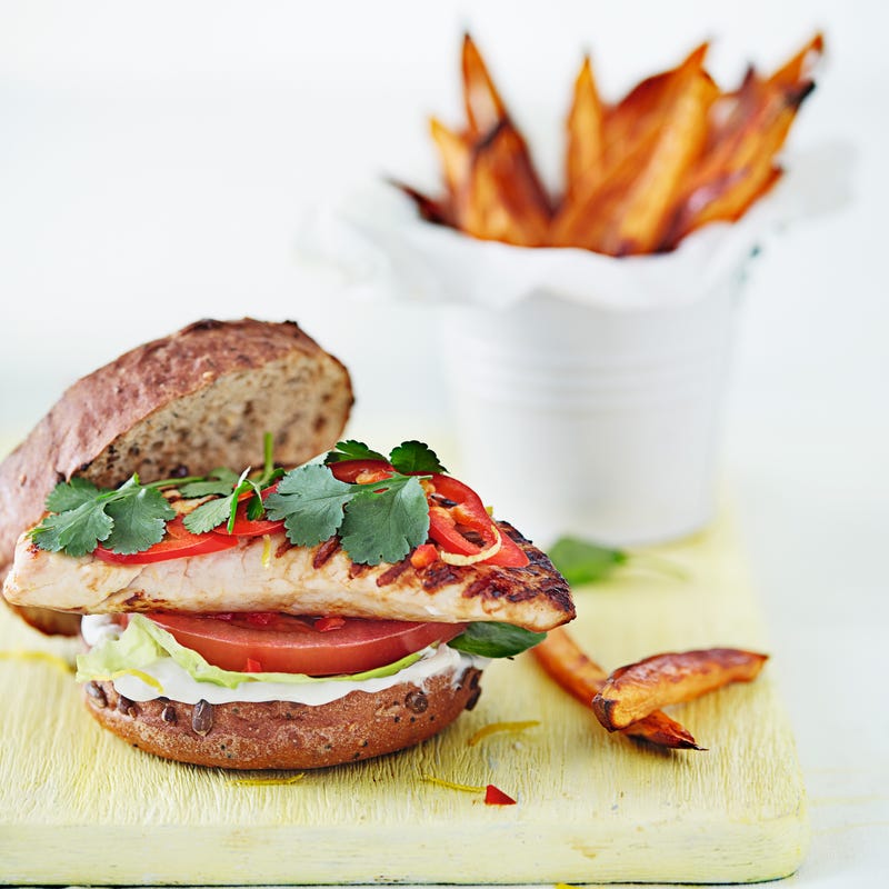 Photo of Turkey burger with sweet potato chips by WW