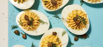 Deviled eggs with capers & dill