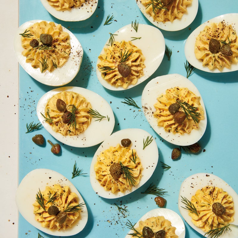 Deviled eggs with capers & dill