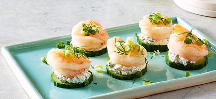 Shrimp & cucumber tzatziki bites