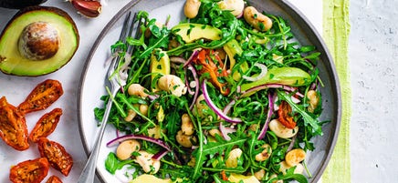 Butterbean, avocado & sundried tomato salad
