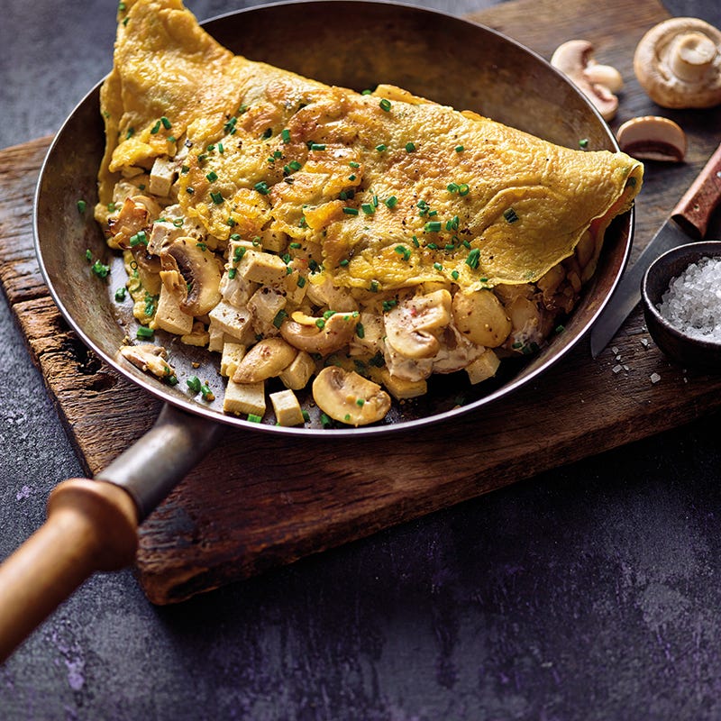 Gevulde omelet met champignons en tofu