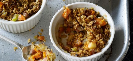 Savoury Sausage-Apple Crumbles