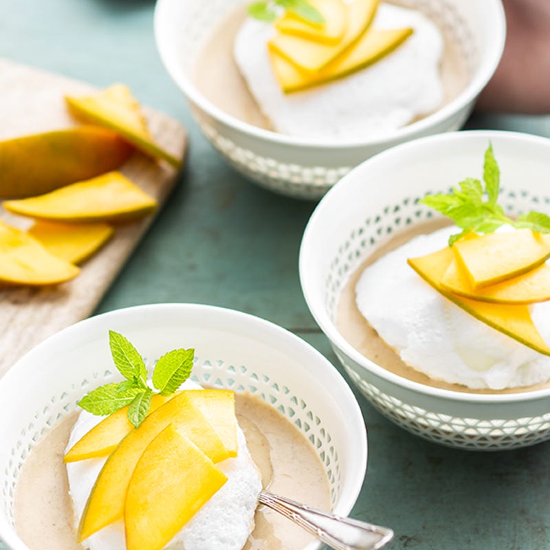 Neige sur crème de mangue