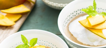 Neige sur crème de mangue