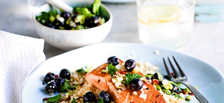 Pfannenlachs mit Blumenkohlreis