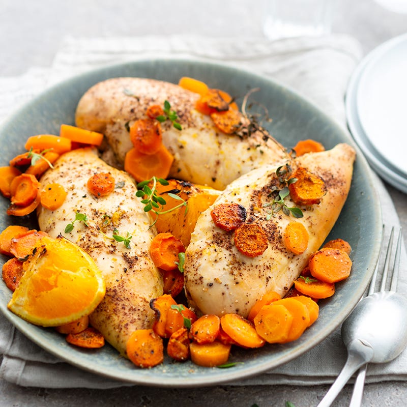 Poulet rôti aux carottes